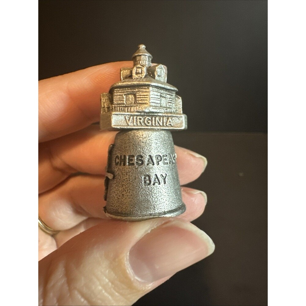 Vintage‎ Pewter Thimble Souvenir; Chesapeake Bay, VA; Lighthouse